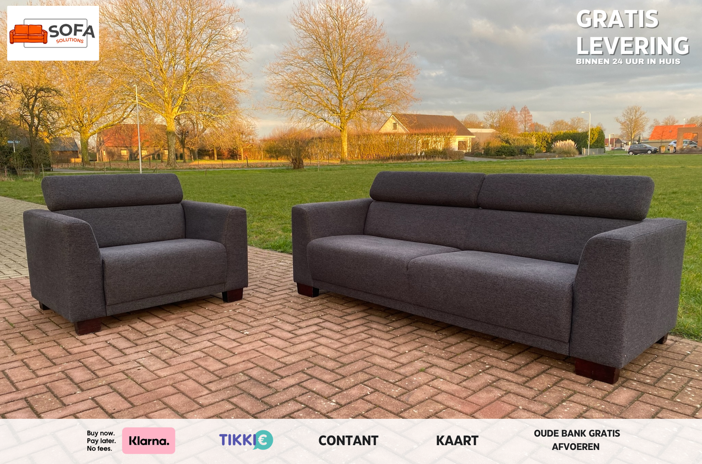 Montèl Donkergrijs Bankstel–Verstelbaar Comfort–Gratis Levering