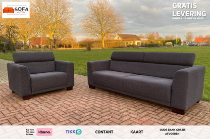 Montèl Donkergrijs Bankstel–Verstelbaar Comfort–Gratis Levering