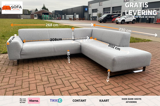 Montel Grijze Stoffen Hoekbank – Ruim loungecomfort – Modern & stijlvol – Gratis Levering NL & BE