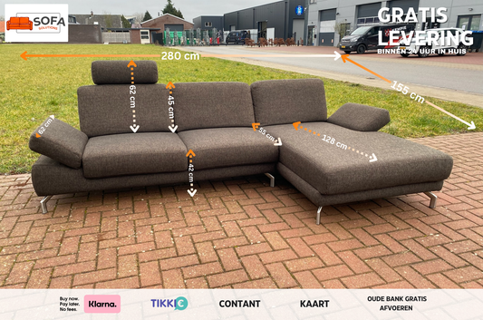 Henders & Hazel Donkerbruine Stoffen Hoekbank – Verstelbaar Comfort – Stijlvol Design – Gratis levering NL & BE
