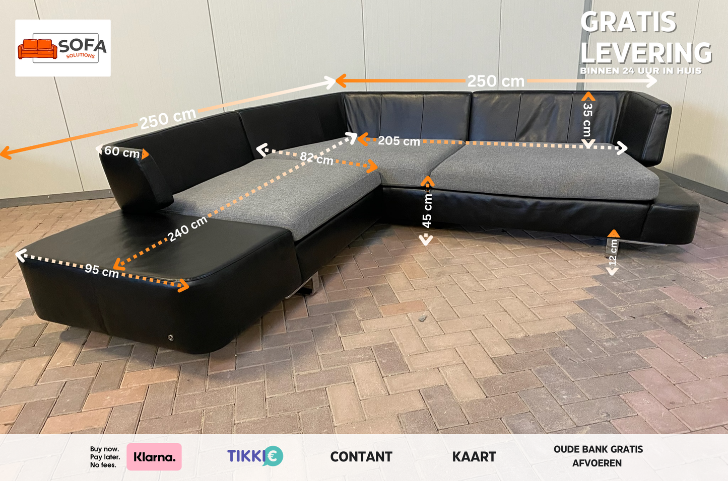 Natuzzi Opus Zwarte Leren Hoekbank – Luxe Comfort – Elegante Moderne Vormgeving – Gratis Levering NL & BE