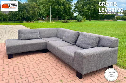 GRATIS LEVERING HEEL BENELUX + DACH Moderne Grijs Stoffen Hoekbank
