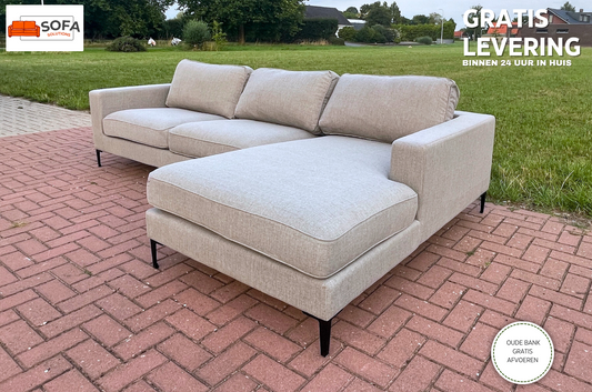 GRATIS LEVERING HEEL BENELUX + DACH Mooie Grijze Stoffen Hoekbank