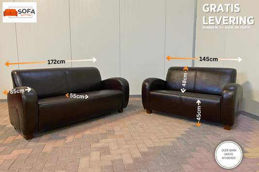 GRATIS LEVERING HEEL BENELUX + DACH Bruin Echt Leer Bankstel 3+2,5 Zits