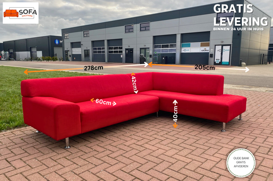 GRATIS LEVERING HEEL BENELUX + DACH Rode Stoffen Hoekbank