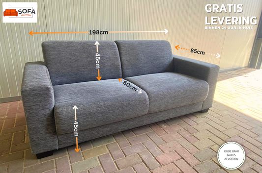 GRATIS LEVERING HEEL BENELUX + DACH Moderne Grijs Stoffen 3-zits Bankstel