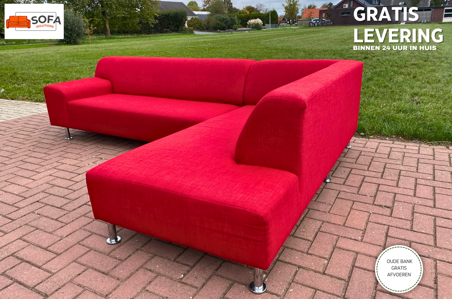 GRATIS LEVERING HEEL BENELUX + DACH Rode Stoffen Hoekbank