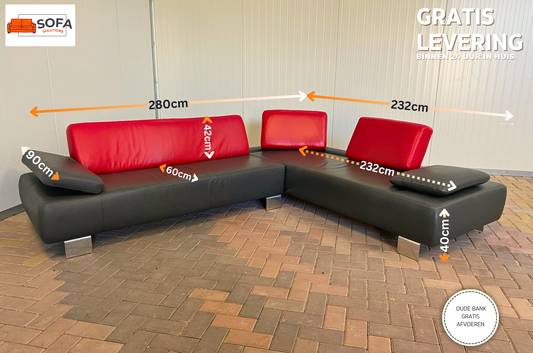 GRATIS LEVERING HEEL BENELUX + DACH Design Montel Echt Leer Hoekbank