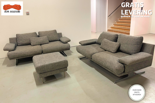 GRATIS LEVERING HEEL NL Design Grijze Stoffen Bankstel