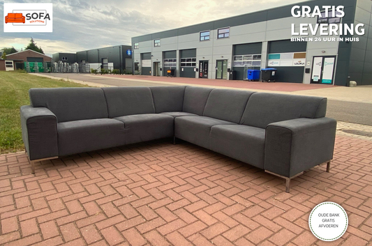 GRATIS LEVERING HEEL BENELUX + DACH Mooie Grijze Stoffen Hoekbank