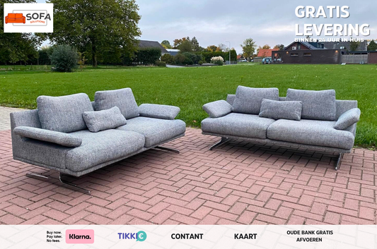 GRATIS LEVERING HEEL BENELUX + DACH Mooi Montel Grijs Stoffen Bankstel