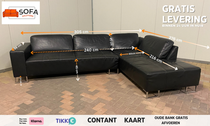 Piet Klerkx Grote Leren Hoekbank–Ruime Lounge Zit–Gratis Levering