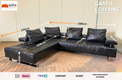 GRATIS LEVERING HEEL BENELUX + DACH Mooi Zwarte Montel Echt Leren Hoekbank