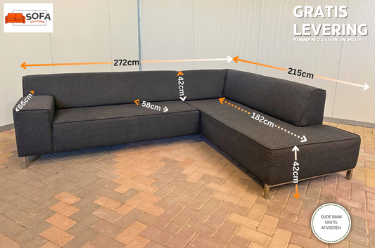 GRATIS LEVERING HEEL BENELUX + DACH Montel Donkergrijs Hoekbank