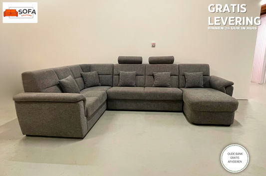 GRATIS LEVERING HEEL BENELUX + DACH Groot Grijze Stoffen U Bankstel