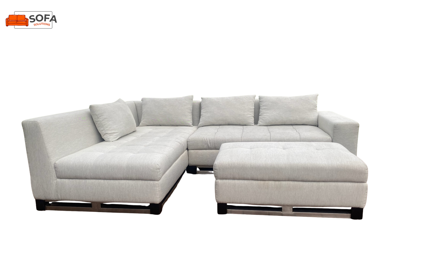 Grijze Stoffen Hoekbank met Hocker–Ruim Lounge Comfort–Gratis Levering