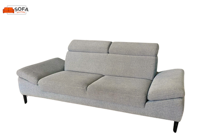 Montel Grijze 3-zitsbank met Verstelbare Hoofdsteun