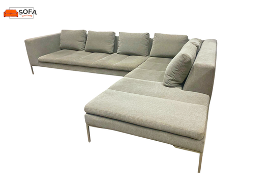 GRATIS LEVERING HEEL BENELUX + DACH Montel Taupe Stoffen Hoekbank