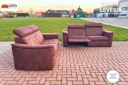 GRATIS LEVERING HEEL BENELUX + DACH 3+ 2.5-zits Stoffen Suede Relax Bankstel