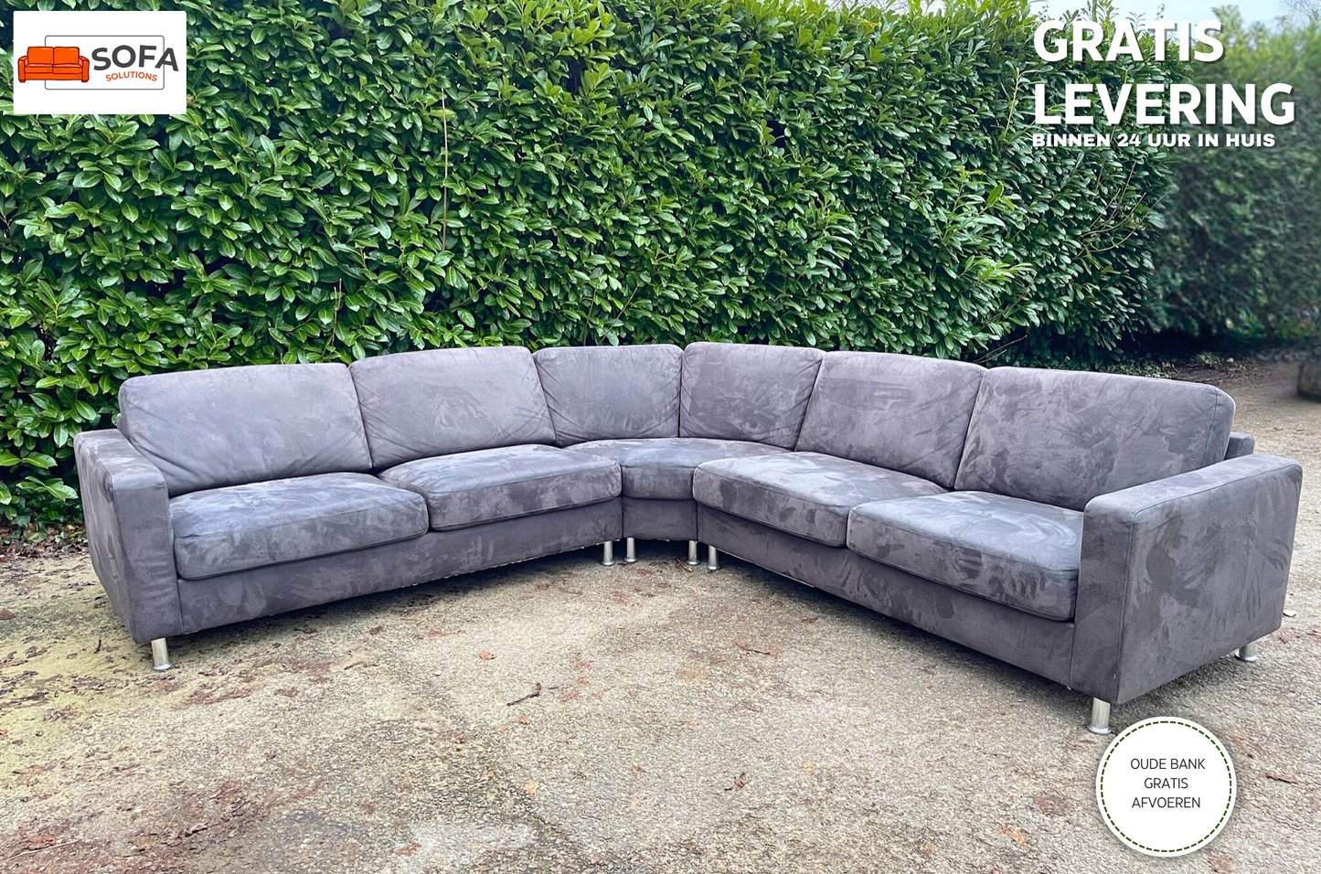 GRATIS LEVERING HEEL BENELUX + DACH Mooie Grote Antraciet Hoekbank