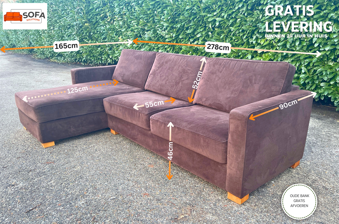 GRATIS LEVERING HEEL BENELUX + DACH Bruin Montel Stoffen Hoekbank