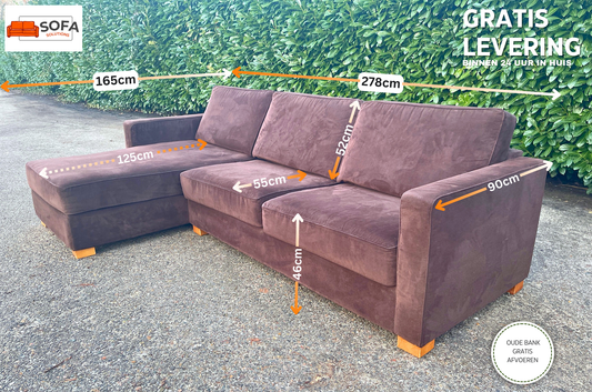 GRATIS LEVERING HEEL BENELUX + DACH Bruin Montel Stoffen Hoekbank