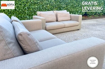 GRATIS LEVERING HEEL BENELUX + DACH Taupe VIP Seats 2x 2,5-zits Stoffen Bankstel