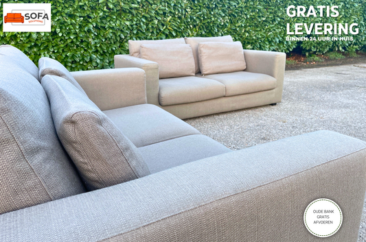 GRATIS LEVERING HEEL BENELUX + DACH Taupe VIP Seats 2x 2,5-zits Stoffen Bankstel