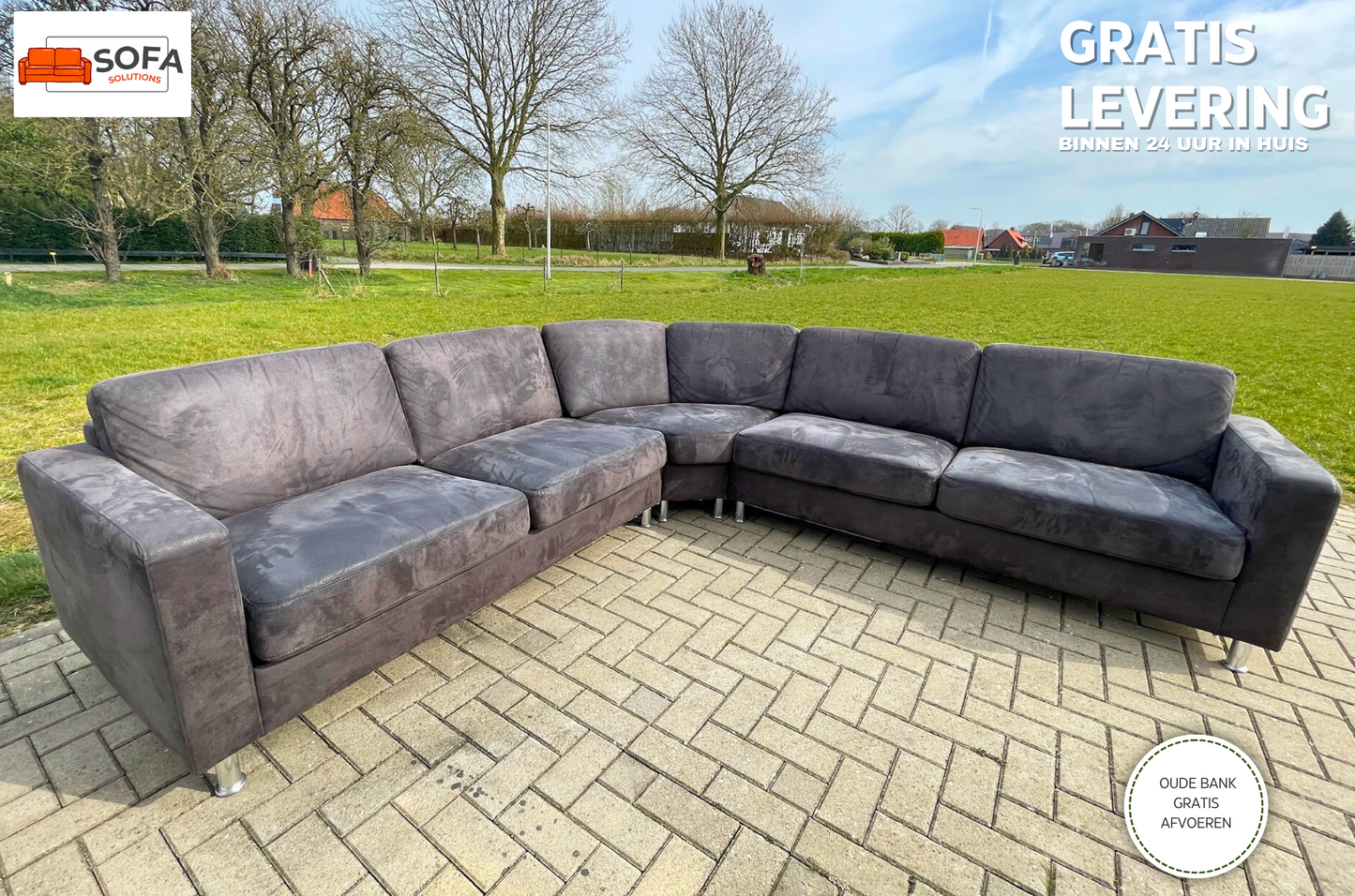 GRATIS LEVERING HEEL BENELUX + DACH Mooie Grote Stoffen Hoekbank