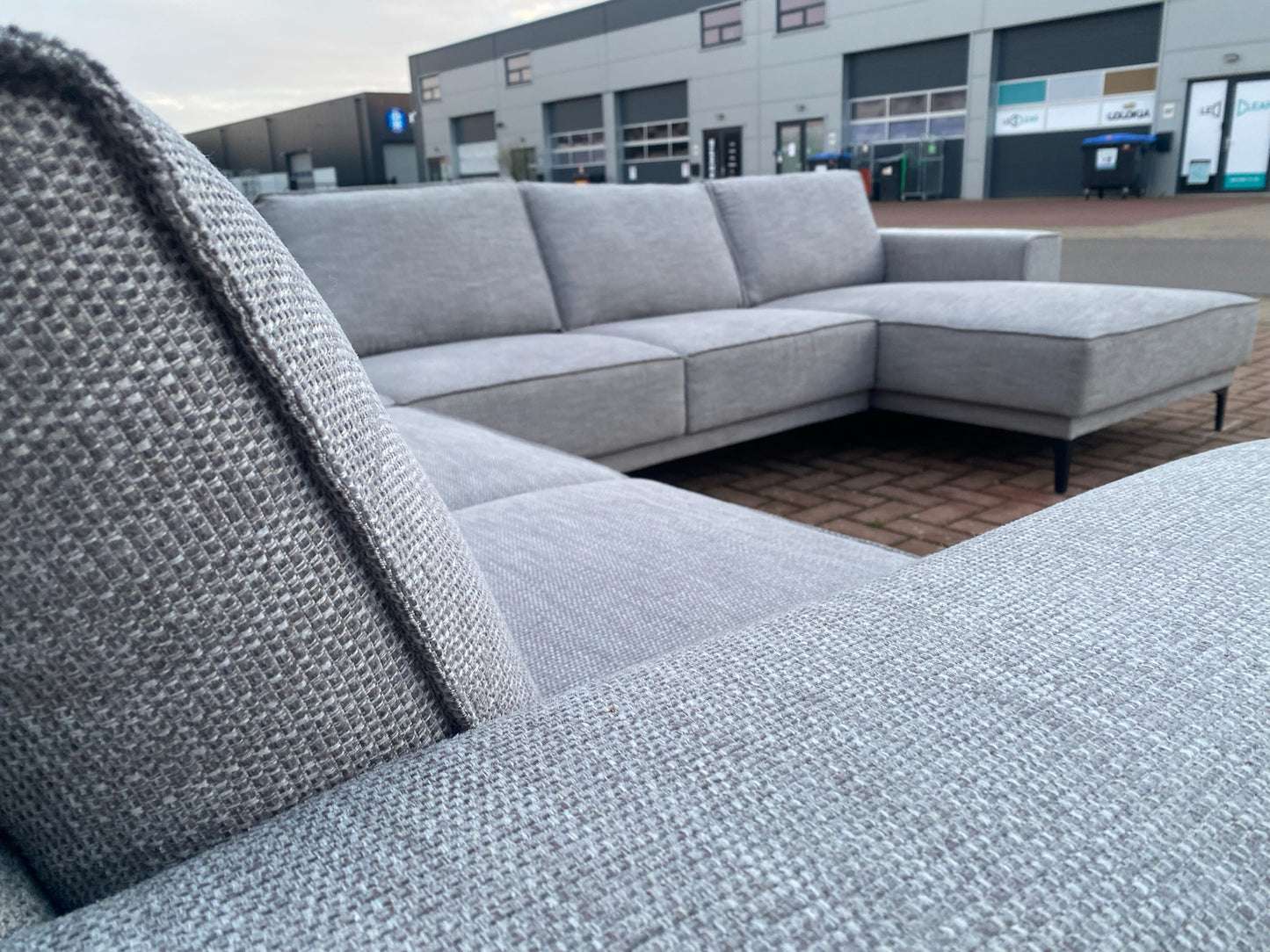 Grijs Stoffen U-Bankstel – Extra Grote Lounge Hoekbank – Gratis Levering