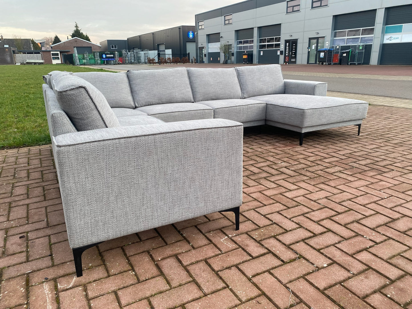 Grijs Stoffen U-Bankstel – Extra Grote Lounge Hoekbank – Gratis Levering
