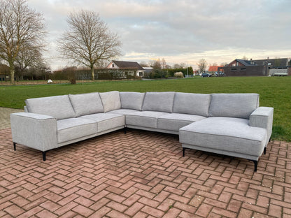 Grijs Stoffen U-Bankstel – Extra Grote Lounge Hoekbank – Gratis Levering