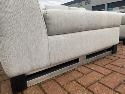 Grijze Stoffen Hoekbank met Hocker–Ruim Lounge Comfort–Gratis Levering