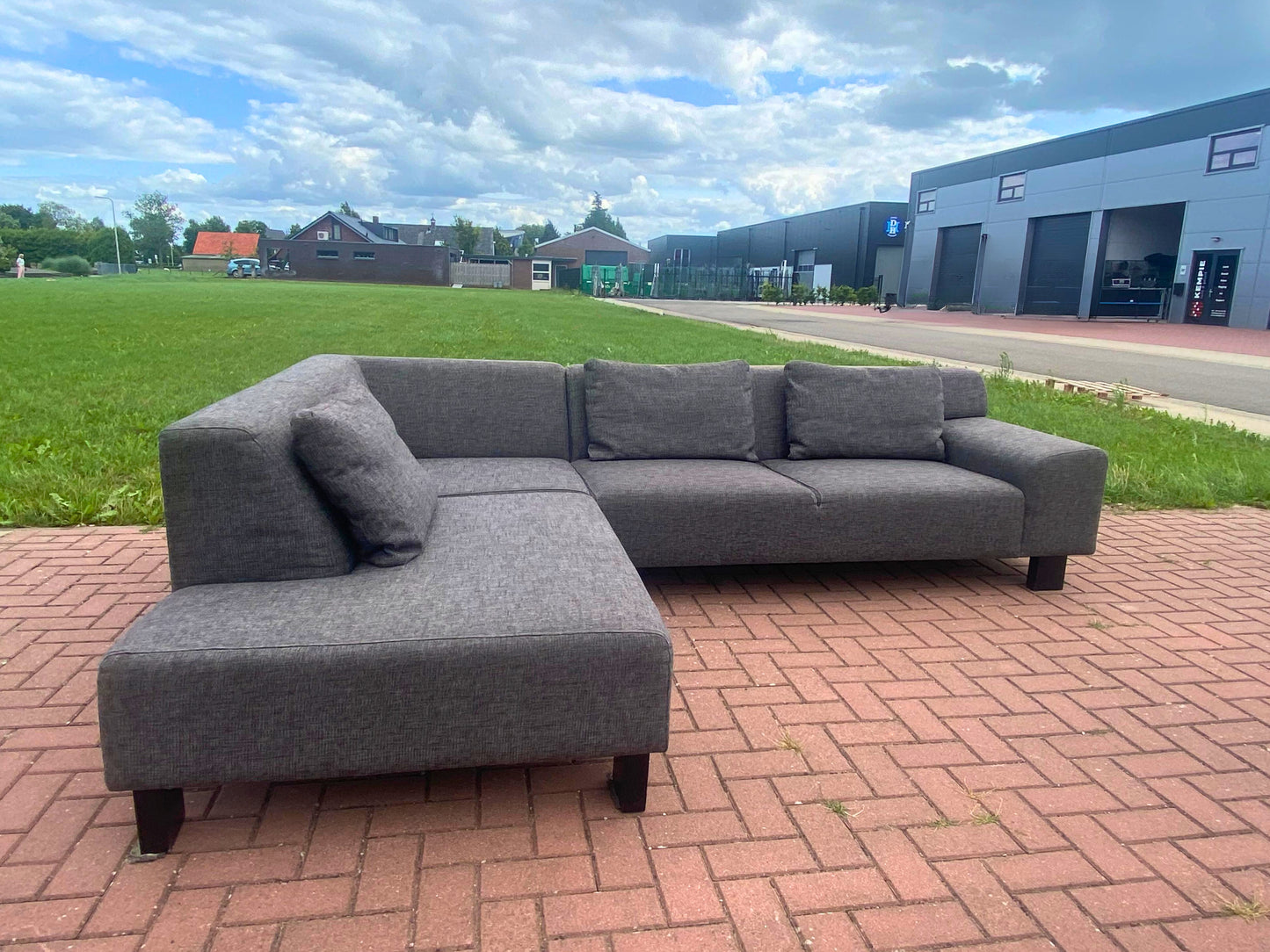 GRATIS LEVERING HEEL BENELUX + DACH Moderne Grijs Stoffen Hoekbank