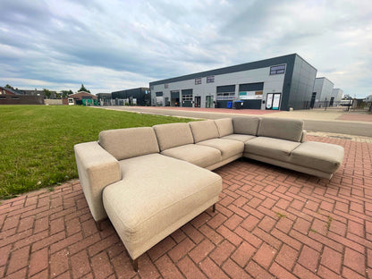 GRATIS LEVERING HEEL BENELUX + DACH Montel U-vormige Stoffen Hoekbank met brede Zitting