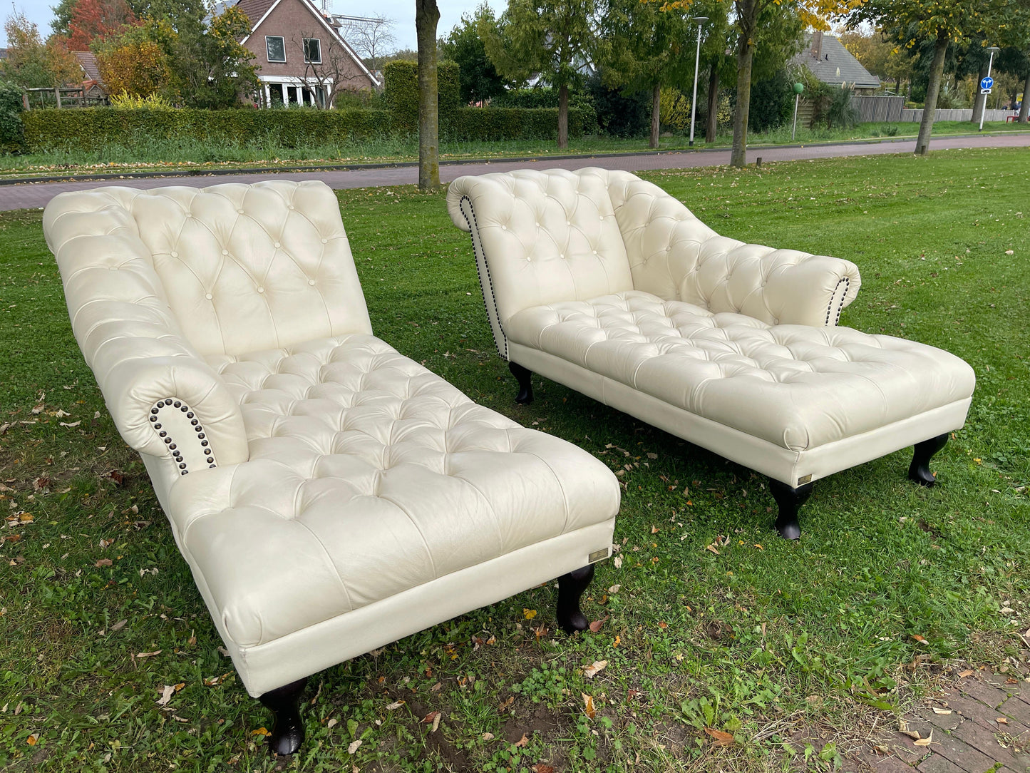 GRATIS LEVERING HEEL BENELUX + DACH Chesterfield Echt Leer Chaise Lounge