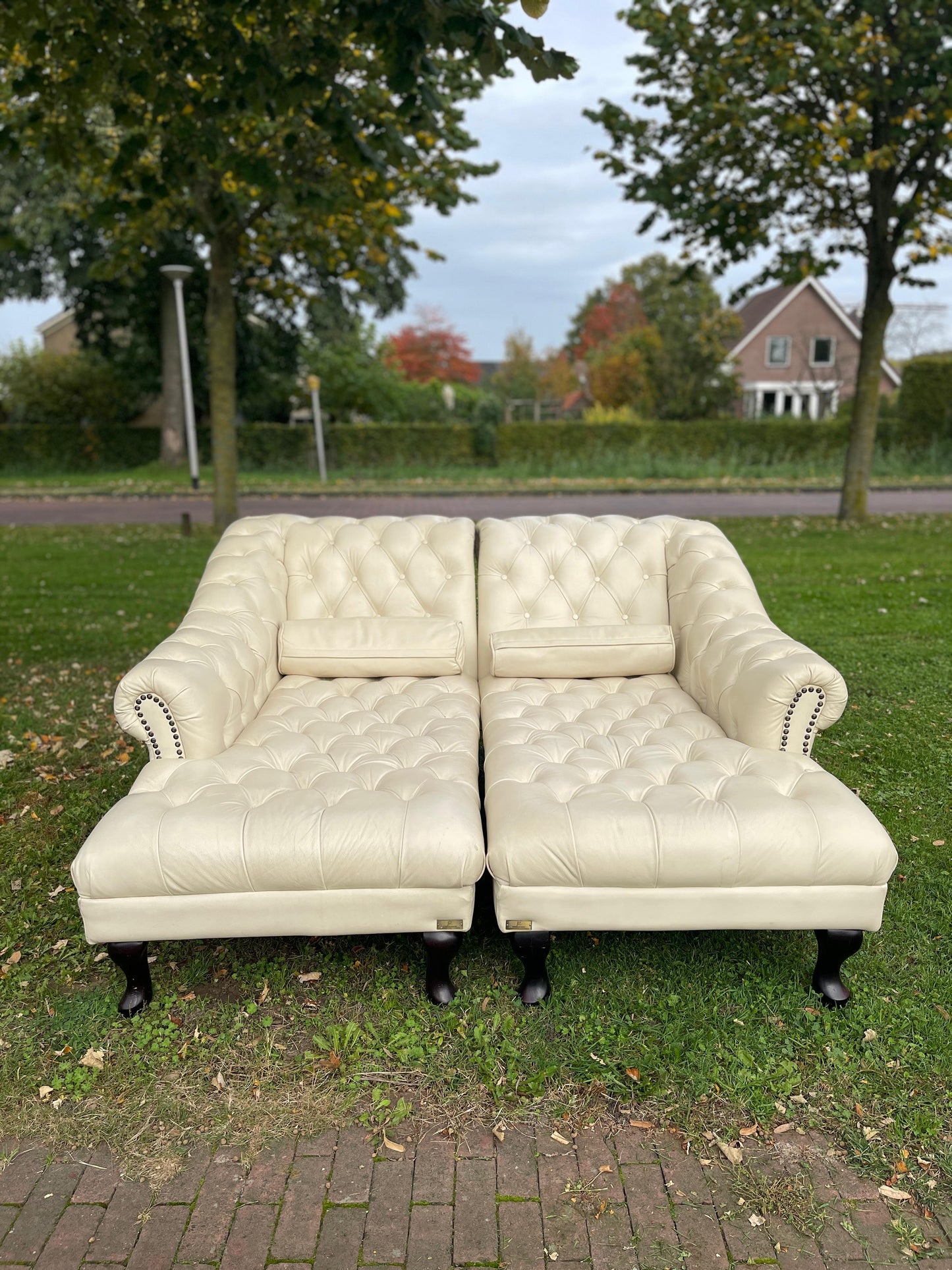GRATIS LEVERING HEEL BENELUX + DACH Chesterfield Echt Leer Chaise Lounge
