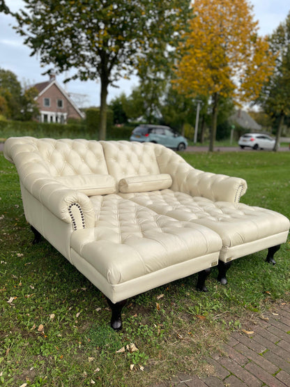 GRATIS LEVERING HEEL BENELUX + DACH Chesterfield Echt Leer Chaise Lounge