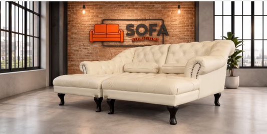 Chesterfield Chaise Lounge Set – Tijdloos Echt Leer Design – Luxe Uitstraling – Gratis Levering