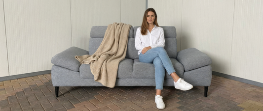 GRATIS LEVERING HEEL BENELUX + DACH Montel Grijze 3-zitsbank met Verstelbare Hoofdsteun