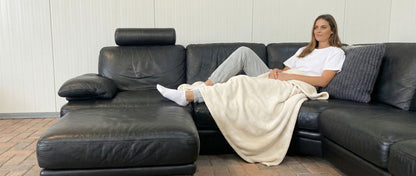 Natuzzi Plaza Hoekbank met Hocker–Echt Zwart Leer–Luxe Lounge Comfort -Gratis Levering