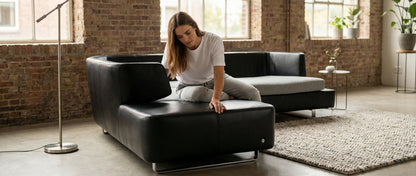 Natuzzi Opus Zwarte Leren Hoekbank–Italiaans Premium Design–Gratis Levering NL & BE