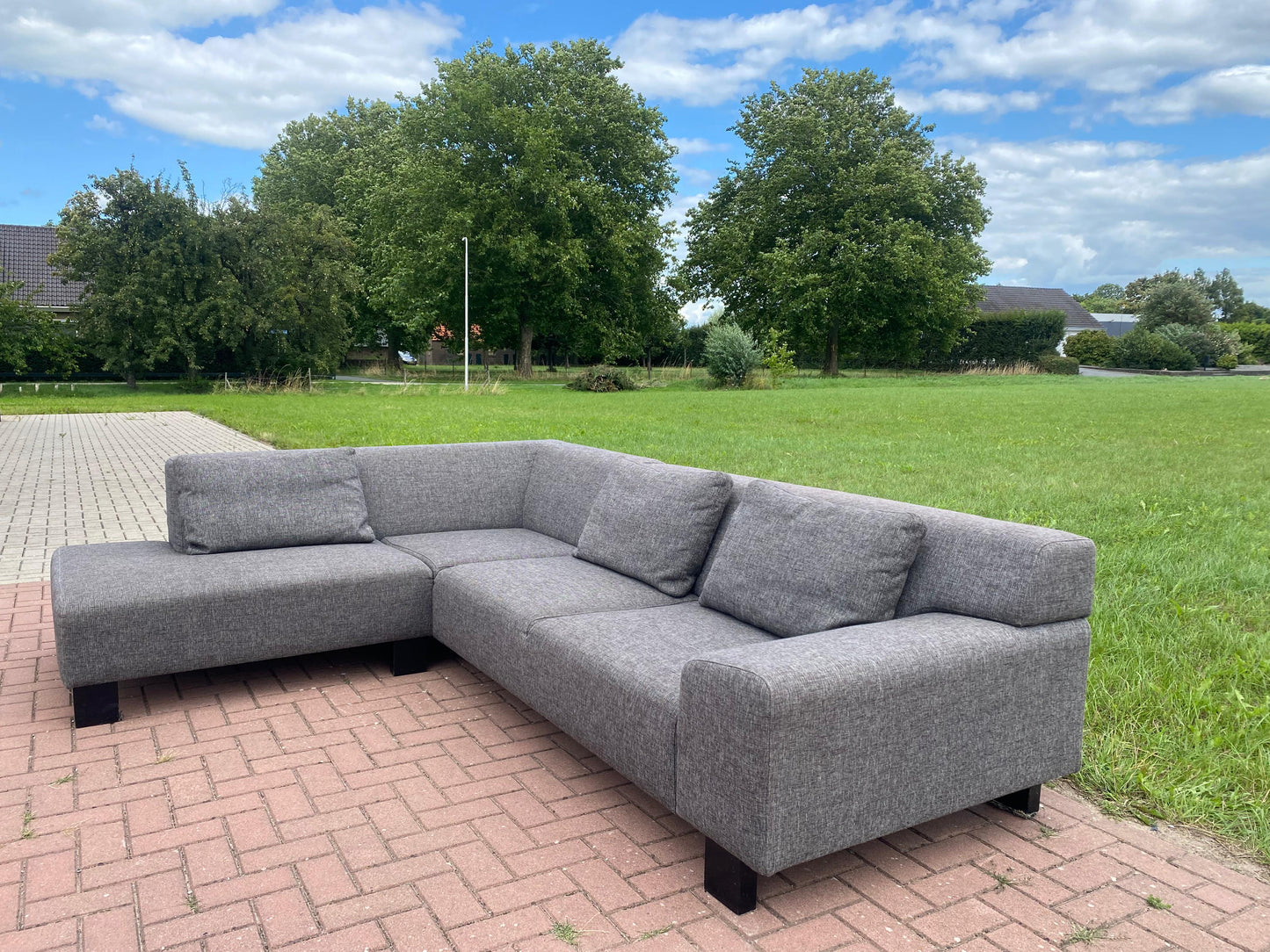 GRATIS LEVERING HEEL BENELUX + DACH Moderne Grijs Stoffen Hoekbank