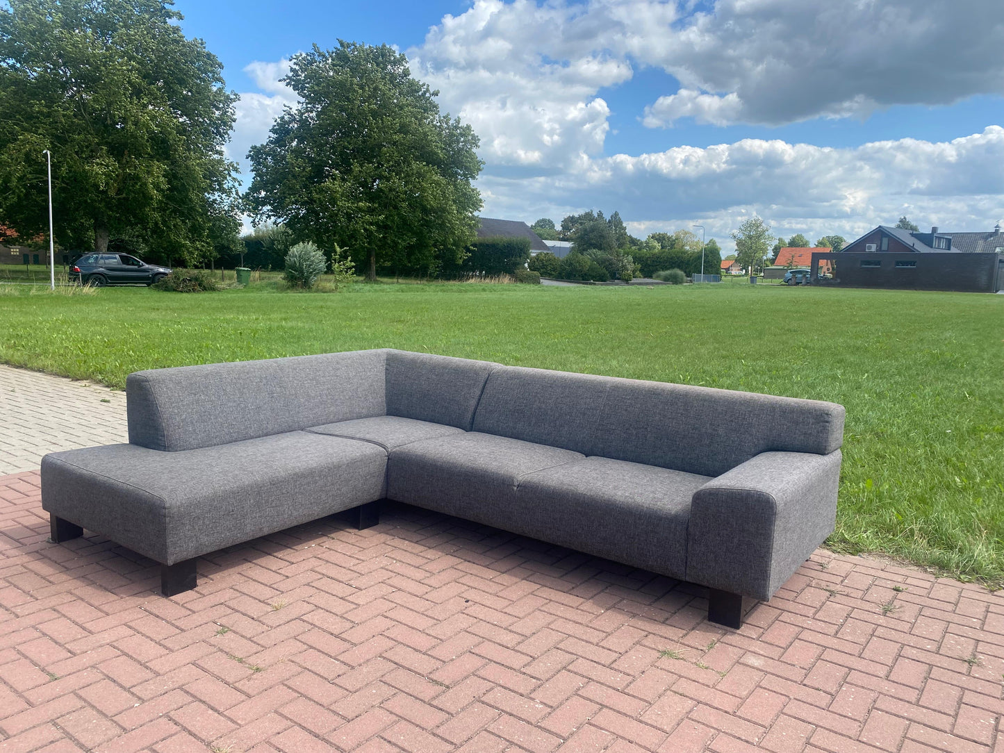 GRATIS LEVERING HEEL BENELUX + DACH Moderne Grijs Stoffen Hoekbank